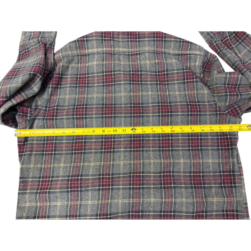 Grayers Heritage Flannels Mens Large Grey Burgundy Plaid Cotton Button down - Picture 7 of 9